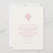 Pink Script Handgezeichnet Trendy Wedding Foto Dankeskarte (Rückseite)