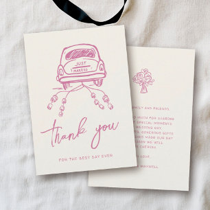 Pink Script Handgezeichnet Trendy Wedding Vow Erne Dankeskarte