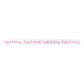 Pink Script Happy Birthday Typografie Satinband (Vorderseite)