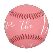 Pink Script Heart Speichern Sie die Daten Baseball (Vorderseite)