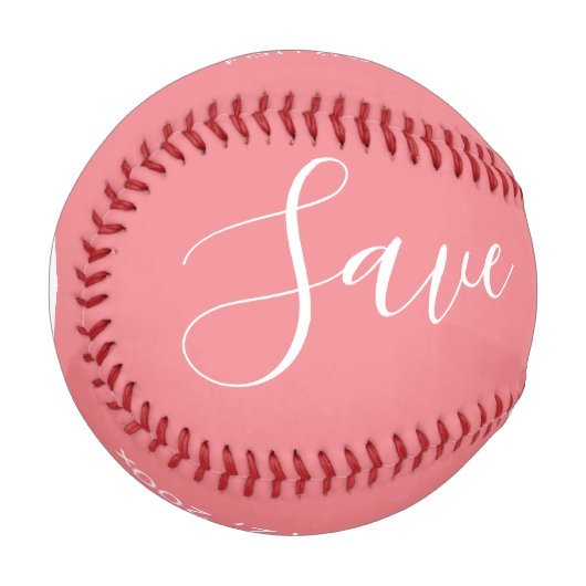 Pink Script Heart Speichern Sie die Daten Baseball (Vorderseite Links)