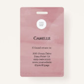 Pink Script Logo Photo Makeup Badge Ausweis (Rückseite)