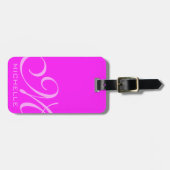 Pink Script Mit Monogramm Gepäckanhänger (Vorderseite horizontal)