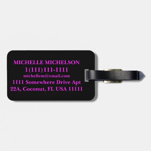 Pink Script Mit Monogramm Gepäckanhänger (Rückseite horizontal)