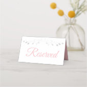 Pink Script mit Silver Border Wedding vorbehalten Platzkarte (Rückseite)