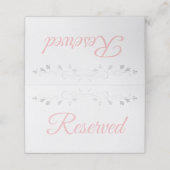Pink Script mit Silver Border Wedding vorbehalten Platzkarte (Außenseite Aufgefaltet)
