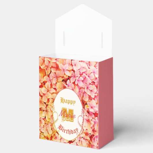 Pink Script Monogram Birthday Party Danke Geschenkschachtel (Geöffnet)