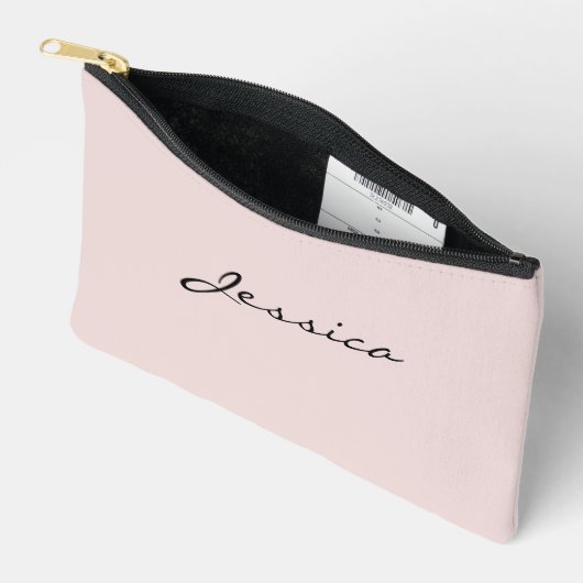 Pink Script Name Minimal Modern Travel Cosmetic Zubehörtasche (Offen)