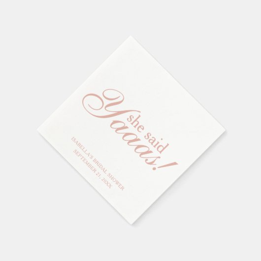Pink Script Sie sagte Yaas! Brautparty Hochzeit Serviette (Ecke)