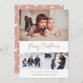 Pink Script Stars Weihnachten 3 Foto Collage