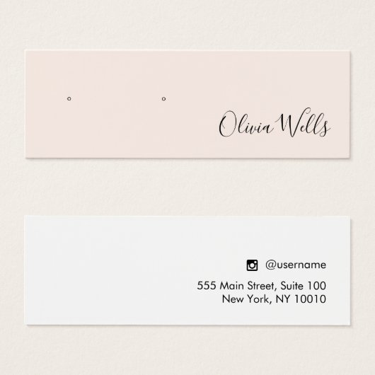 Pink Script Stud Earring Juwelier Display Card (Vorne & Hinten)