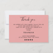 Pink Script Thank You Card Discount Review Busines Dankeskarte (Rückseite)