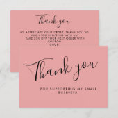 Pink Script Thank You Card Discount Review Busines Dankeskarte (Vorne/Hinten)