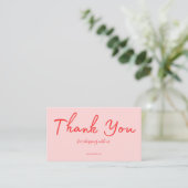 Pink Script Thank You Card Made With Love Business Visitenkarte (Stehend Vorderseite)