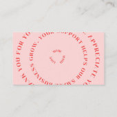 Pink Script Thank You Card Made With Love Business Visitenkarte (Rückseite)