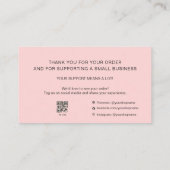 Pink Script Thank You Card QR Code Small Business Visitenkarte (Rückseite)