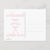 Pink Script Typografie Willkommen 6 Foto Collage Ankündigungspostkarte (Rückseite)