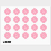 Pink Script und White Stripes Babydusche Runder Aufkleber (Blatt)