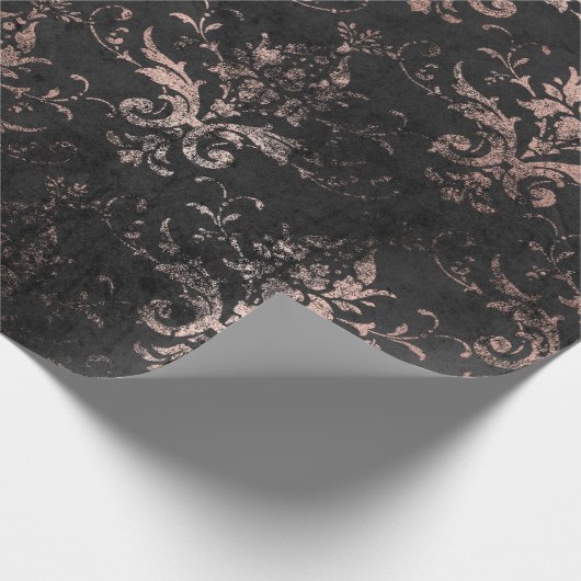 Pink-Scroll-Distression funktioniert auf Schwarz Geschenkpapier (Ecke)