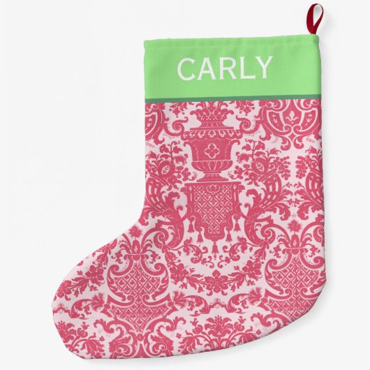 Pink Scroll Pattern Großer Weihnachtsstrumpf (Rückseite)