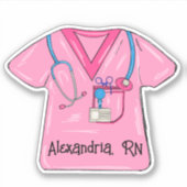 Pink Scrubs Nurgram Monogram wasserdicht Aufkleber (Vorderseite)