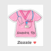 Pink Scrubs Nurse Monogram Waterproof Aufkleber (Blatt)