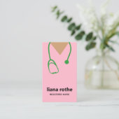 Pink Scrubs und Stethoscope Business Card Visitenkarte (Stehend Vorderseite)