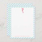 Pink Sea Horns on Mint Stripes Danke für Ihre Anme Einladung (Vorne/Hinten)