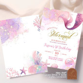 Pink Sea Mermaid Erster Geburtstag Einladung