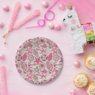 Pink Sea Pattern Pappteller