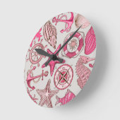Pink Sea Pattern Runde Wanduhr (Winkel)