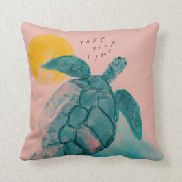 Pink Sea Turtle Painting Kissen