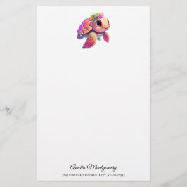 Pink Sea Turtle Whimsical & Niedlich Briefpapier