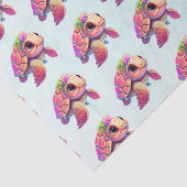 Pink Sea Turtle Whimsical & Niedlich Gemustert Seidenpapier (Ausschnitt)