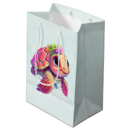 Pink Sea Turtle Whimsical & Niedlich Mittlere Geschenktüte