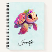 Pink Sea Turtle Whimsical & Niedlich Notizblock (Vorderseite)