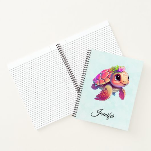 Pink Sea Turtle Whimsical & Niedlich Notizblock (Innenseite)