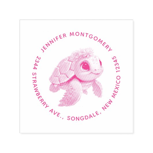 Pink Sea Turtle Whimsical & Niedlich Permastempel (Design)