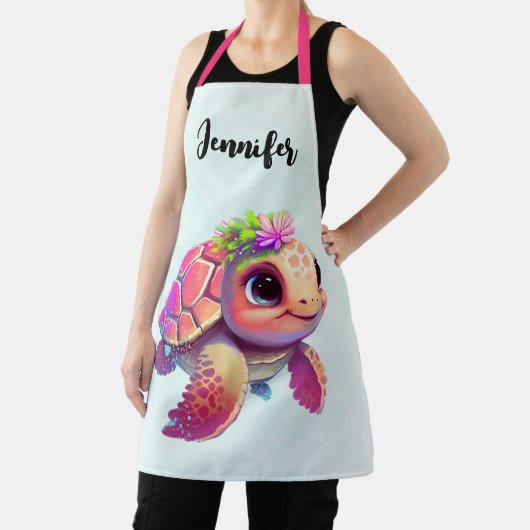Pink Sea Turtle Whimsical & Niedlich Schürze (InSitu)