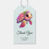 Pink Sea Turtle Whimsical & Niedlich Vielen Dank Geschenkanhänger (Vorderseite)