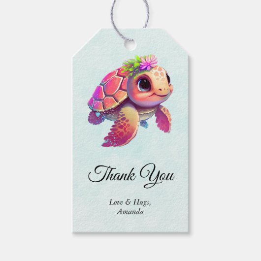 Pink Sea Turtle Whimsical & Niedlich Vielen Dank Geschenkanhänger (Vorderseite)