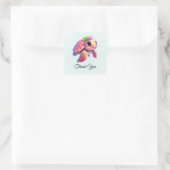 Pink Sea Turtle Whimsical & Niedlich Vielen Dank Quadratischer Aufkleber (Tasche)