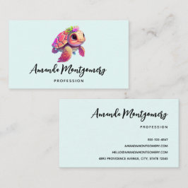 Pink Sea Turtle Whimsical & Niedlich Visitenkarte