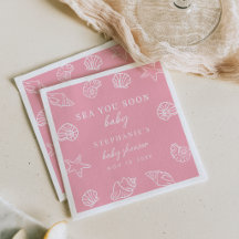 Pink Sea You Soon Küstenstrand Mädchen Baby Shower