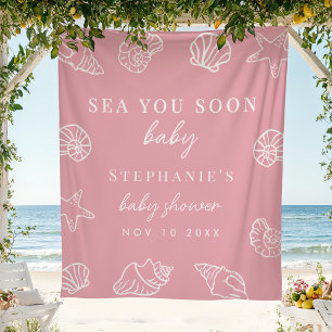 Pink Sea You Soon Strand Mädchen Baby Shower Hinte Wandteppich
