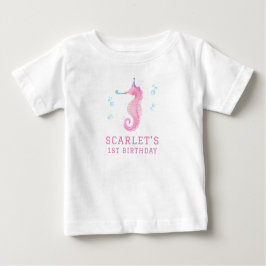 Pink Seahorse 1st birthday Baby T-shirt
