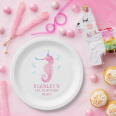 Pink Seahorse 1st birthday Pappteller (Party)