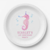 Pink Seahorse 1st birthday Pappteller (Vorderseite)