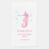 Pink Seahorse 1st birthday Serviette (Vorderseite)