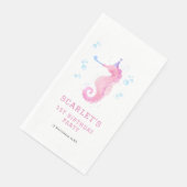 Pink Seahorse 1st birthday Serviette (Ecke)